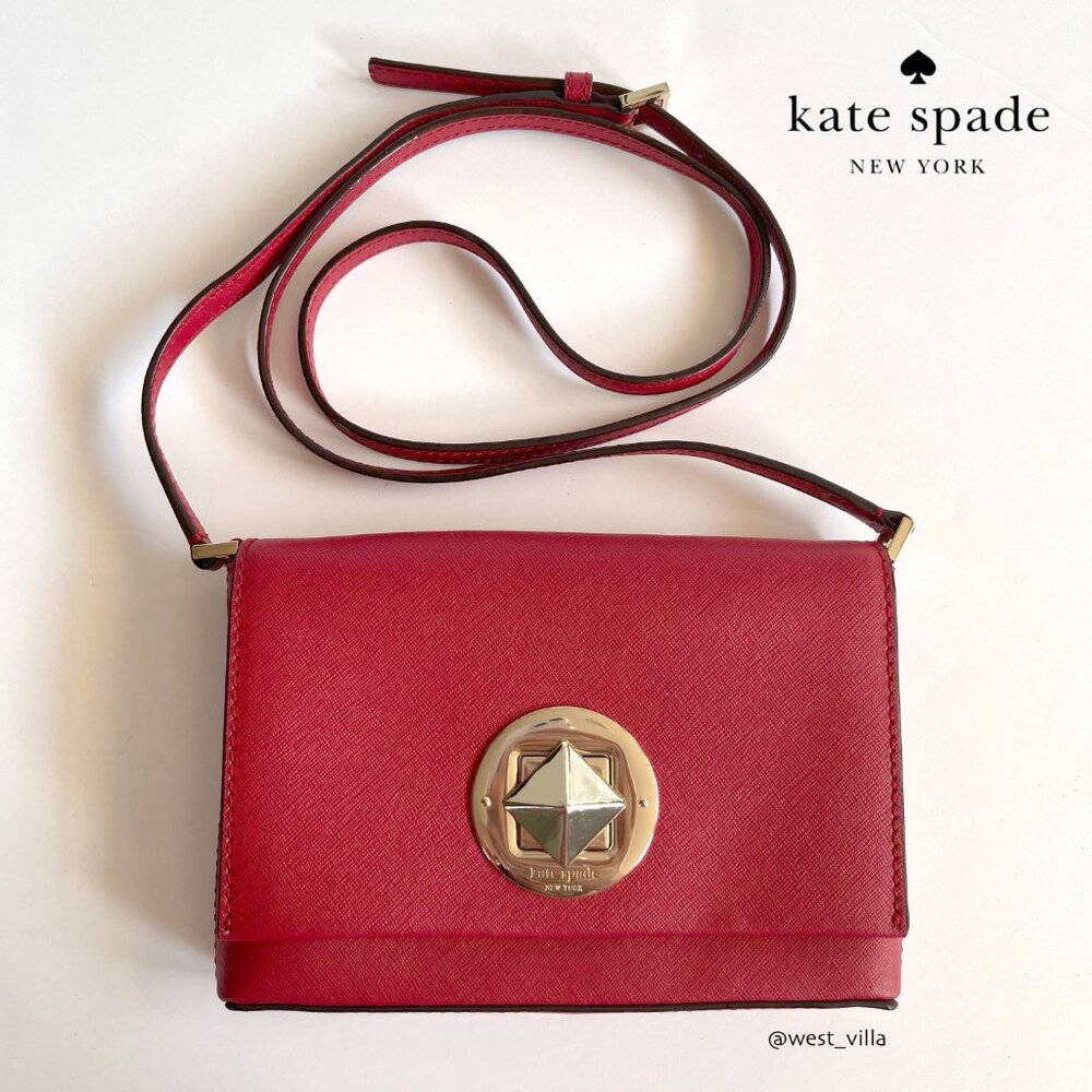 Kate Spade Newbury Lane Sally Red Saffiano Leather Crossbody Bag Handbag Purse